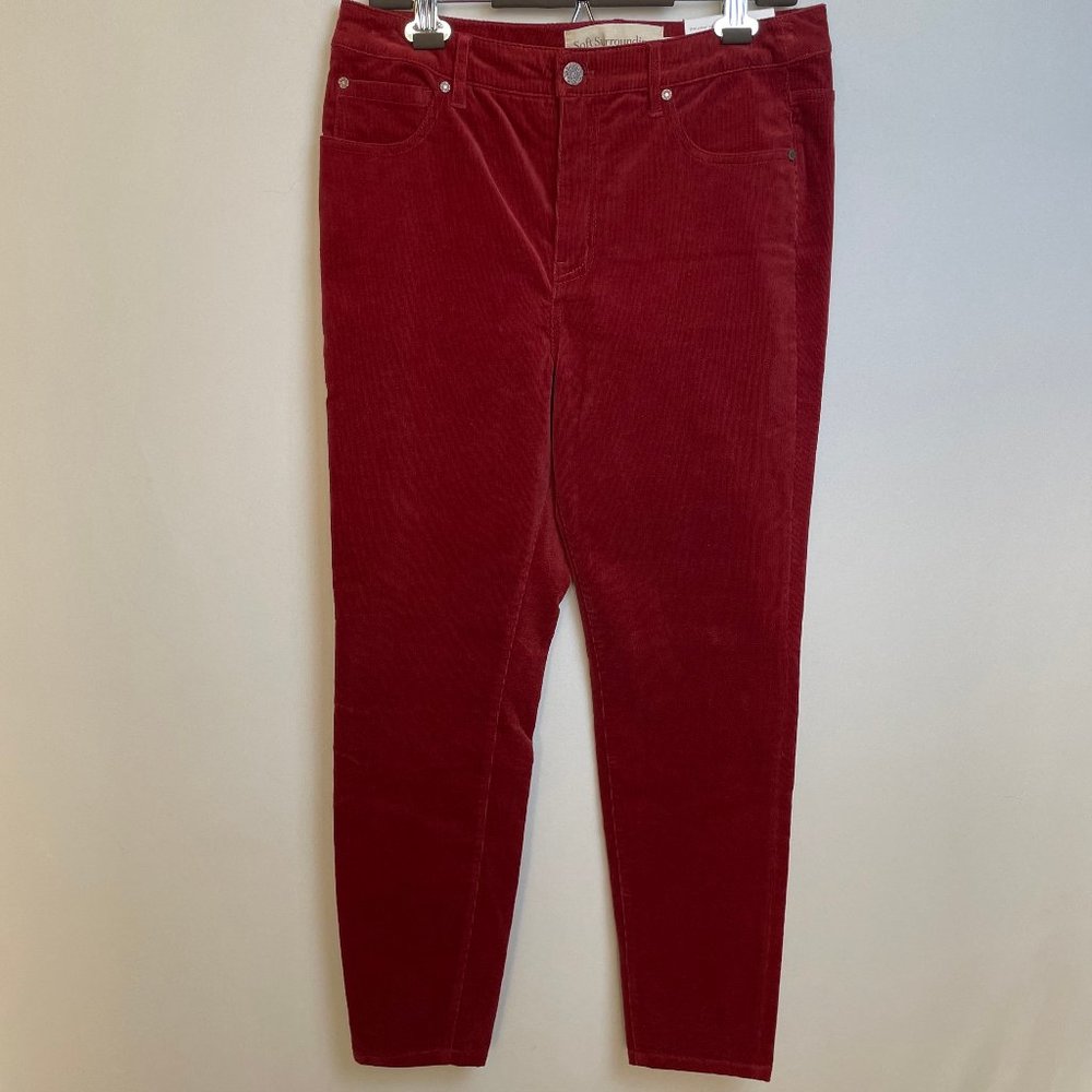 Soft Surroundings Womens Corduroy Skinny Pants Size 10 Missy Red High Rise